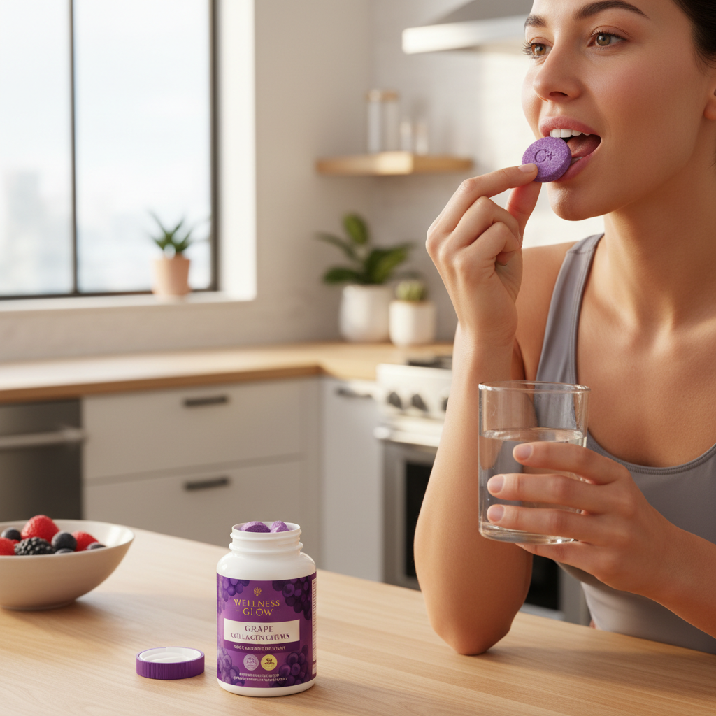 Tomando colágeno masticable