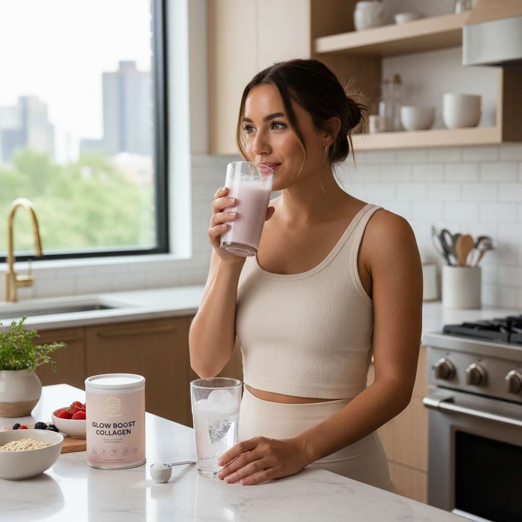 Mujer tomando colágeno MegaCollang