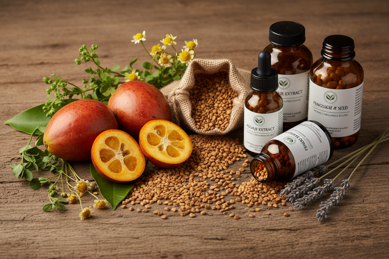 Ingredientes naturales Aguaje y Fenogreco