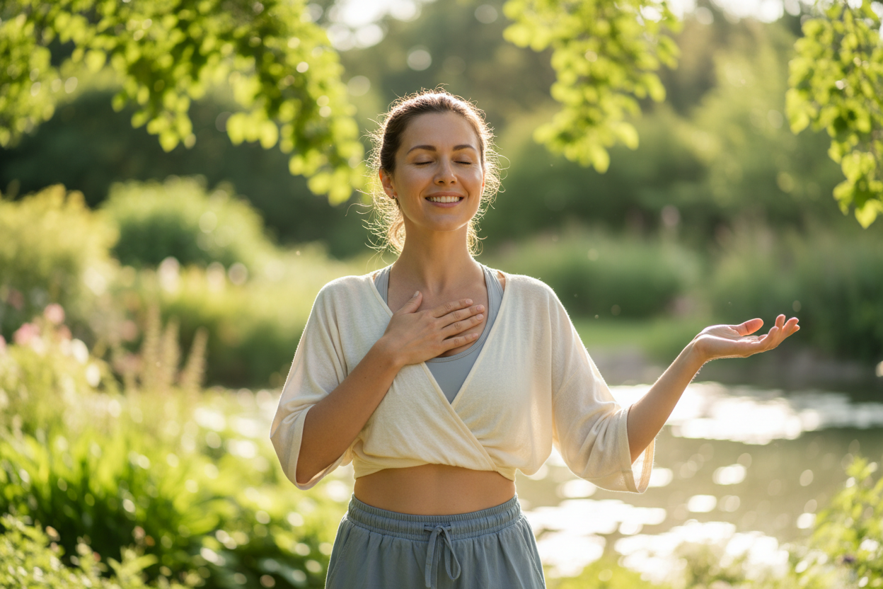 Mujer saludable y equilibrada