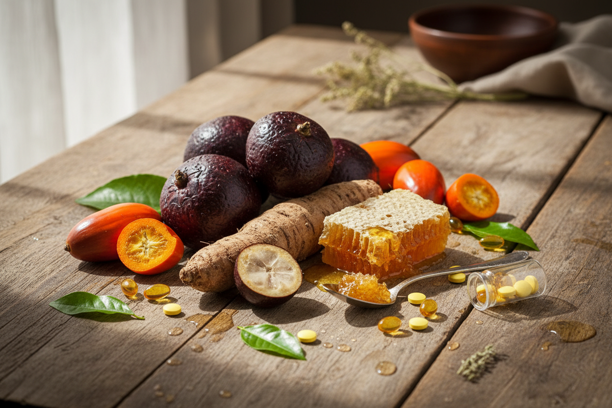 Ingredientes naturales Borojó Maca Jalea Real