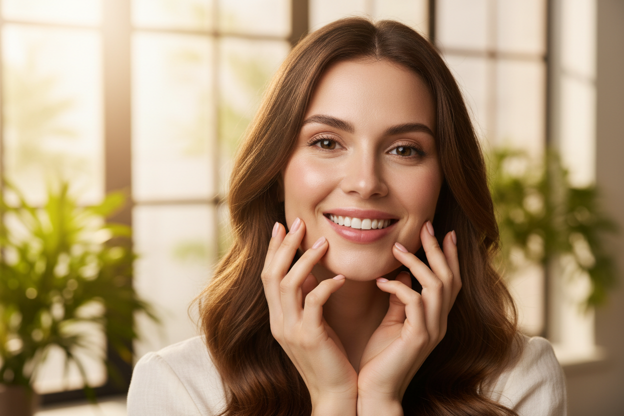Mujer con piel radiante y saludable