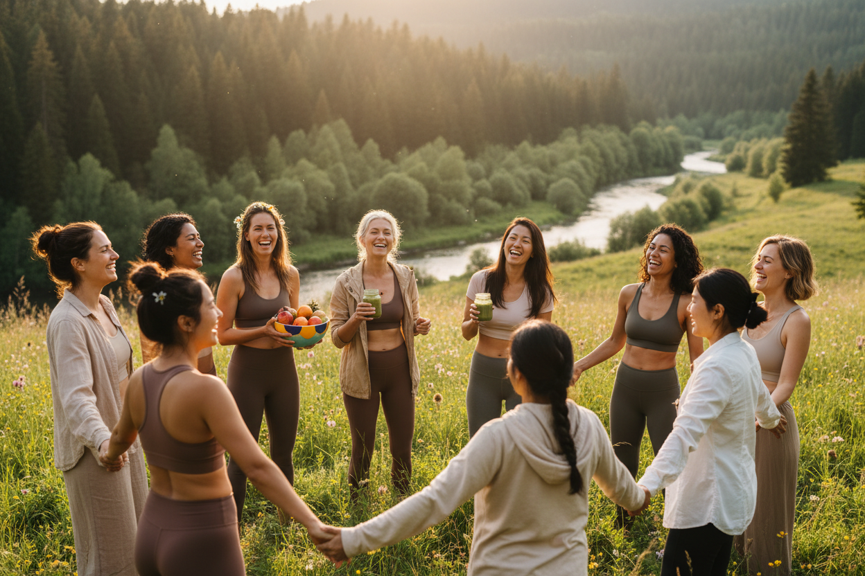 Mujeres celebrando bienestar